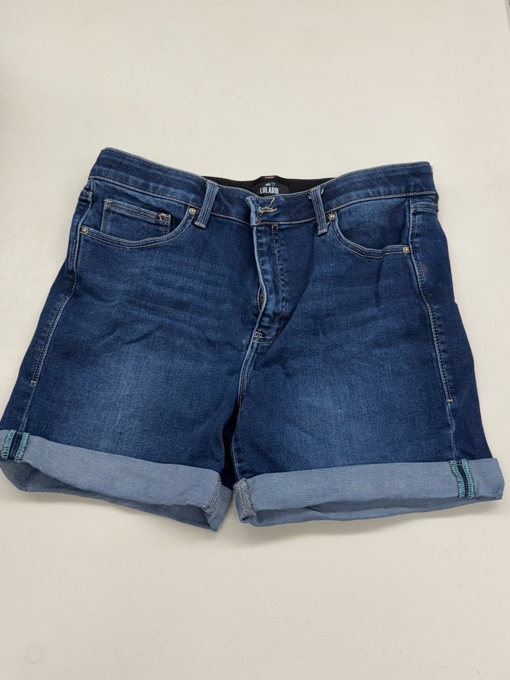 LuLaRoe Women's Dark Blue Rolled-Cuff Denim Jean Shorts